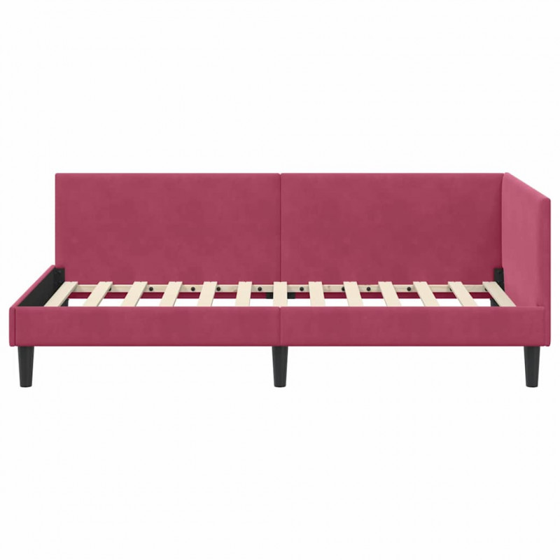 Rama łóżka narożnego Czerwone wino 80 cm x 200 cm Aksamit