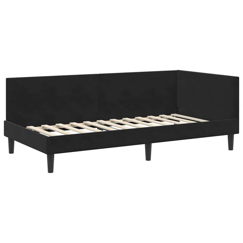 Rama łóżka narożnego Z zagłówkiem Czarny 80 cm x 200 cm Aksamit