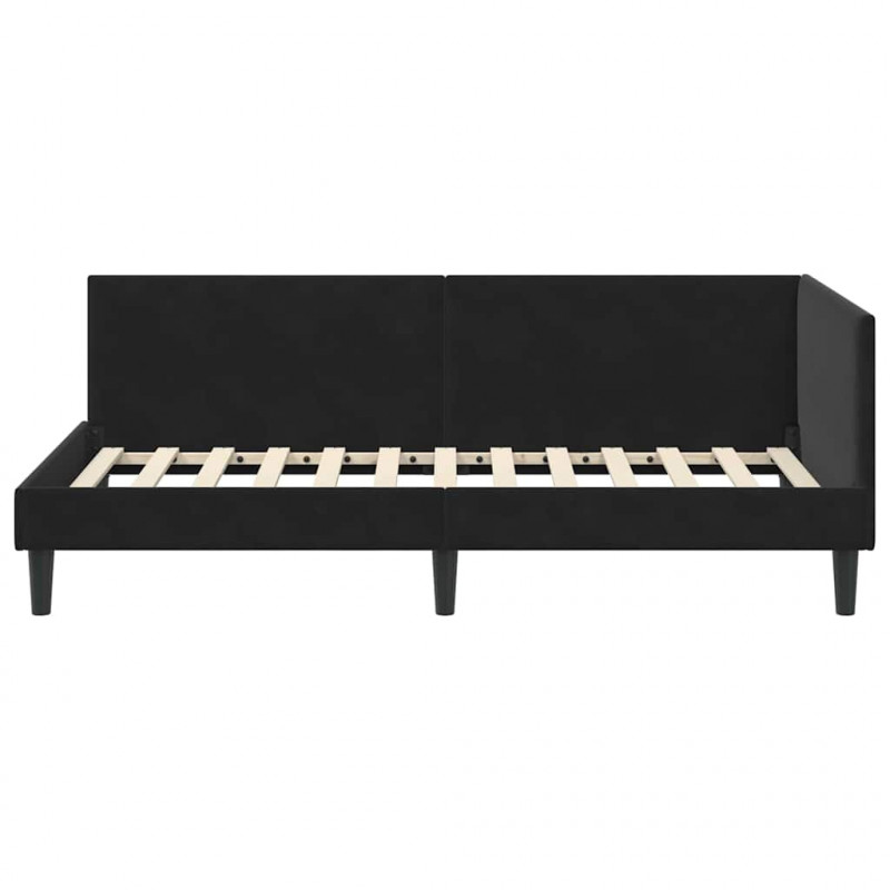 Rama łóżka narożnego Z zagłówkiem Czarny 80 cm x 200 cm Aksamit