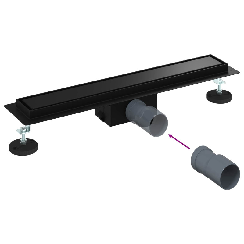2 w 1 Odwodnienie prysznicowe Czarny 50 cm Stal nierdzewna 304