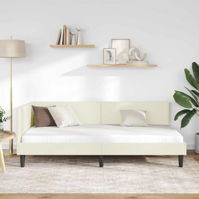 Rama łóżka narożnego Kremowy 80 cm x 200 cm Aksamit