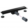 2 w 1 Odwodnienie prysznicowe Czarny 60 cm Stal nierdzewna 304