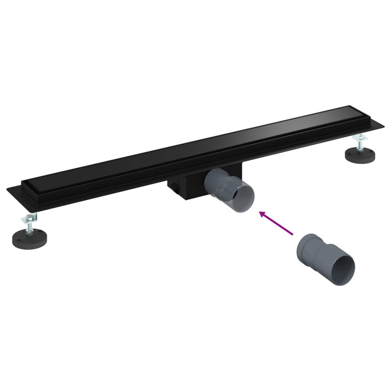 2 w 1 Odwodnienie prysznicowe Czarny 80 cm Stal nierdzewna 304