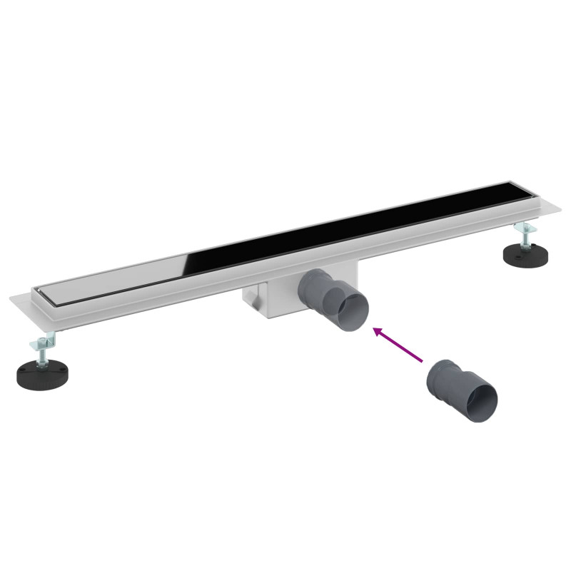 Odwodnienie prysznicowe z osłoną szklaną Czarny 70 cm