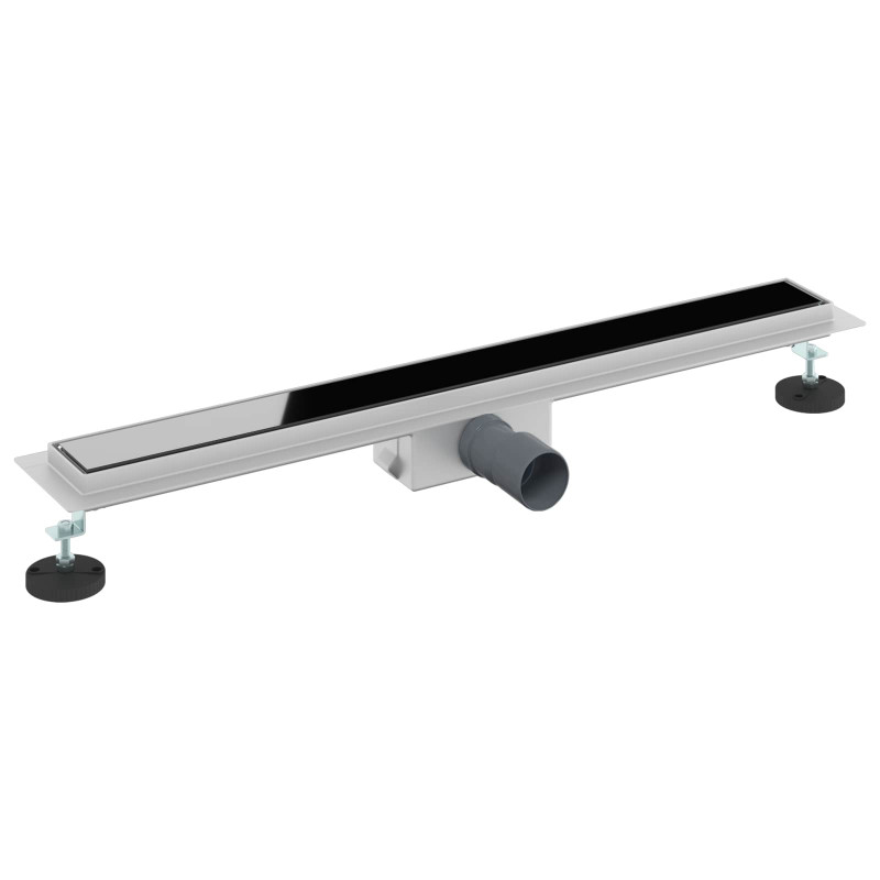 Odwodnienie prysznicowe z osłoną szklaną Czarny 80 cm