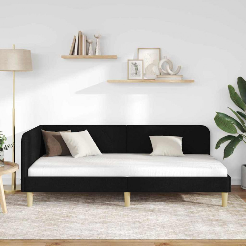Rama łóżka narożnego Czarny 100 x 200 cm tkanina