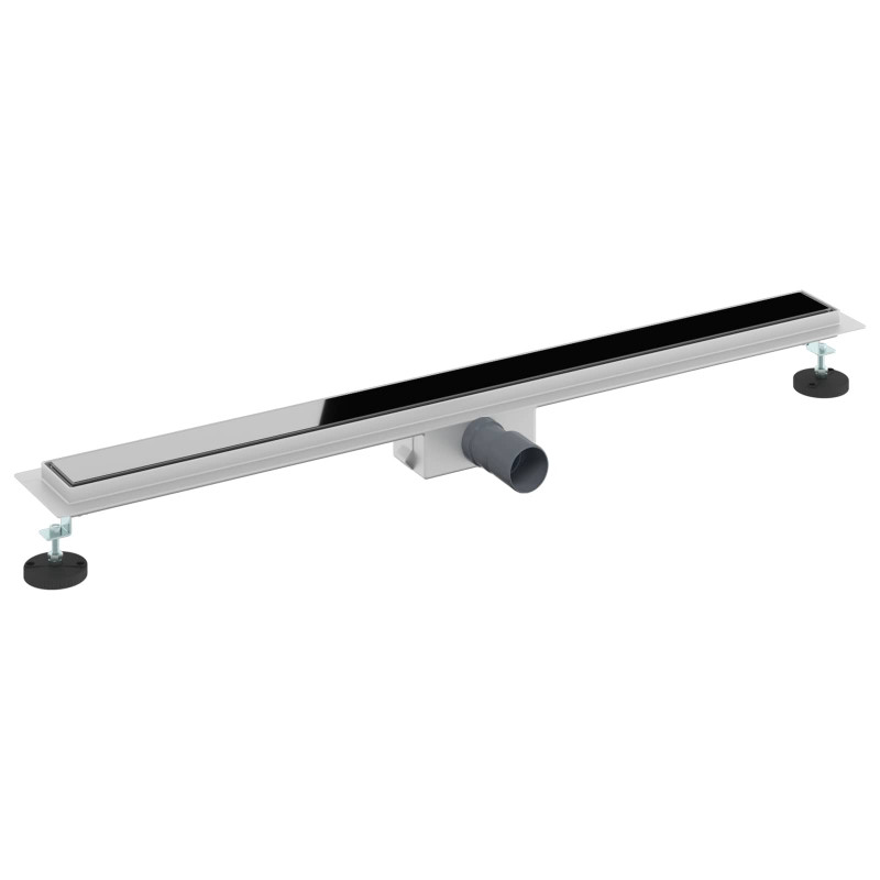 Odwodnienie prysznicowe z osłoną szklaną Czarny 90 cm