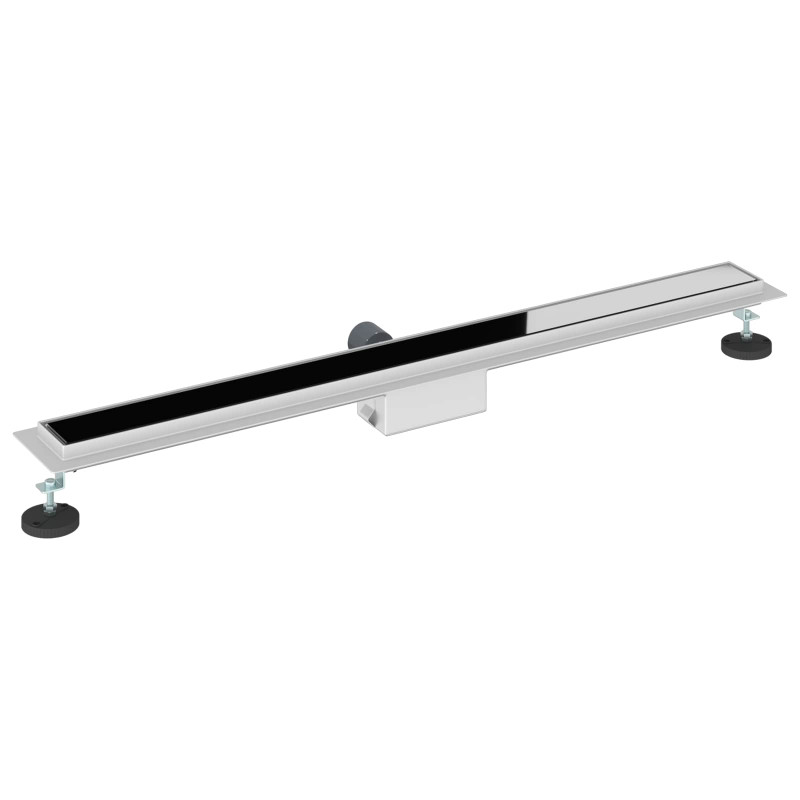 Odwodnienie prysznicowe z osłoną szklaną Czarny 90 cm