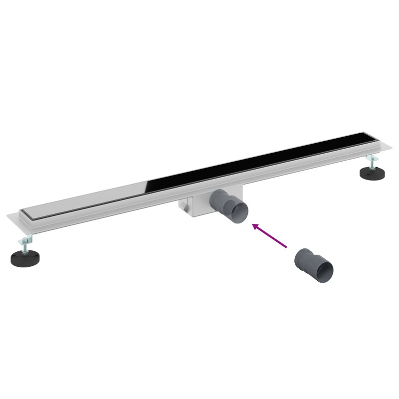 Odwodnienie prysznicowe z osłoną szklaną Czarny 90 cm