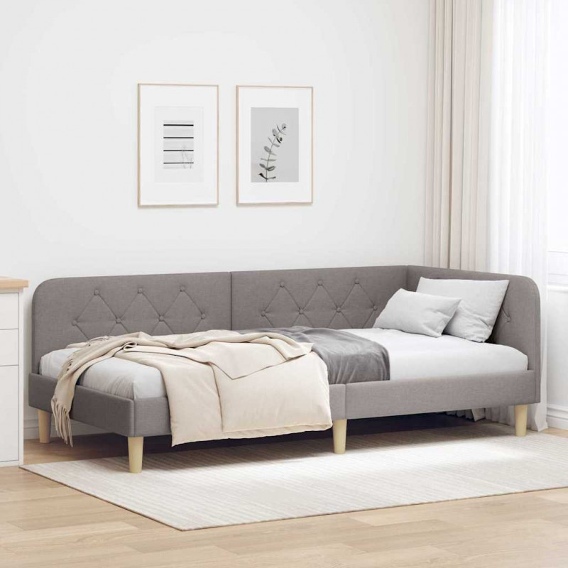 Rama łóżka narożnego Ciemnoszary 100 x 200 cm tkanina