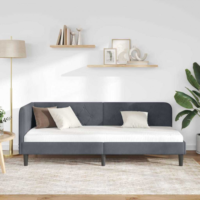 Rama łóżka narożnego Ciemnoszary 80 x 200 cm Aksamit