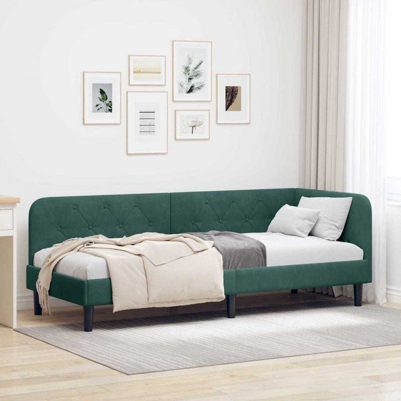 Rama łóżka narożnego Ciemna zieleń 80 x 200 cm Aksamit