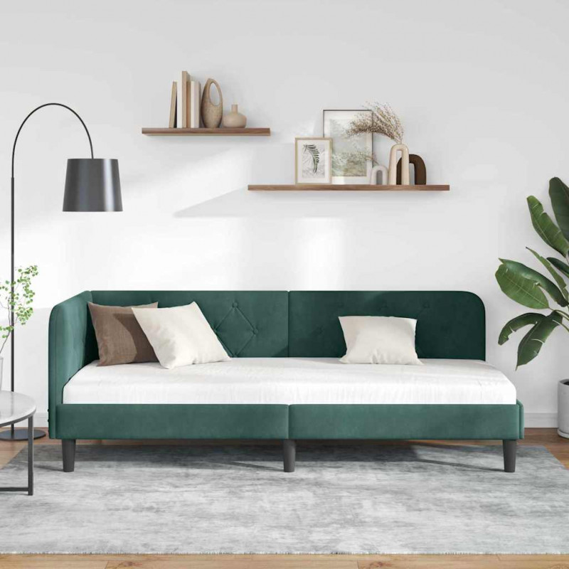 Rama łóżka narożnego Ciemna zieleń 80 x 200 cm Aksamit