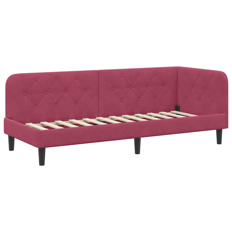 Rama łóżka narożnego Czerwone wino 80 x 200 cm Aksamit