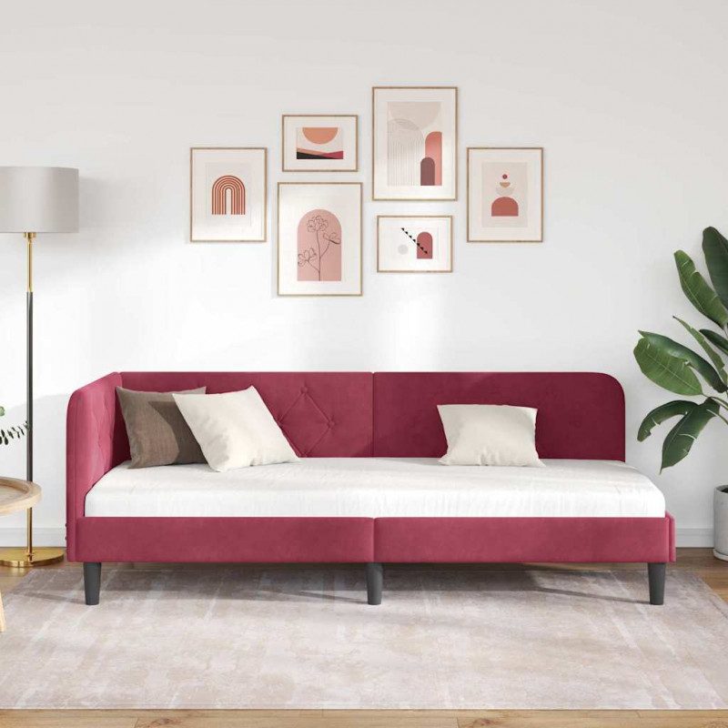 Rama łóżka narożnego Czerwone wino 80 x 200 cm Aksamit