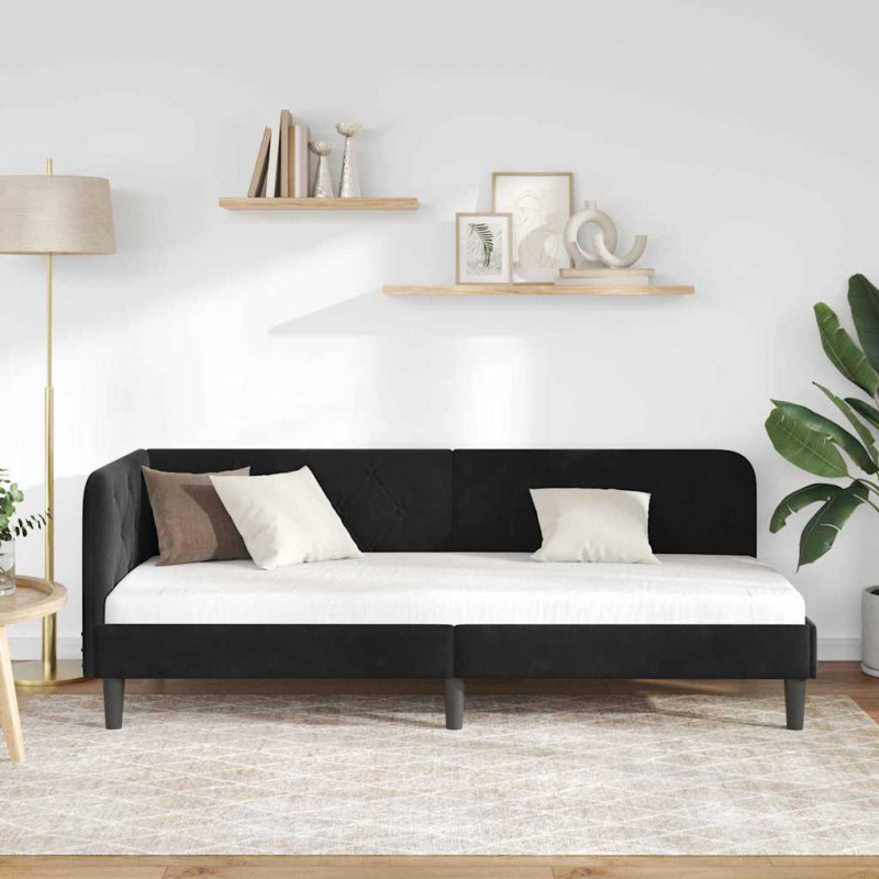 Rama łóżka narożnego Czarny 80 x 200 cm Aksamit
