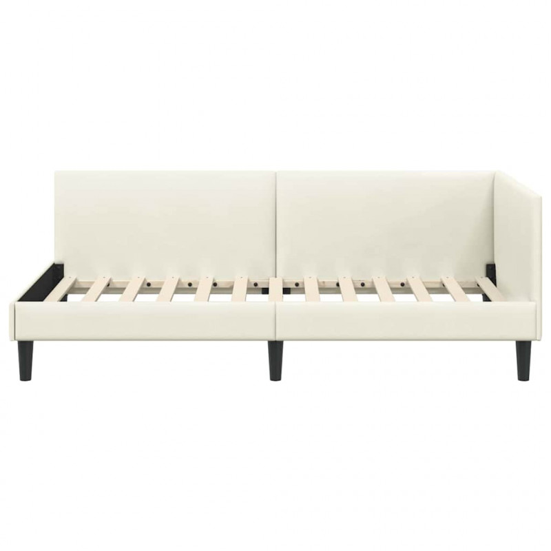 Rama łóżka narożnego Kremowy 90 cm x 200 cm Aksamit