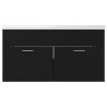 Szafka z wbudowaną umywalką, czarna, materiał drewnopochodny