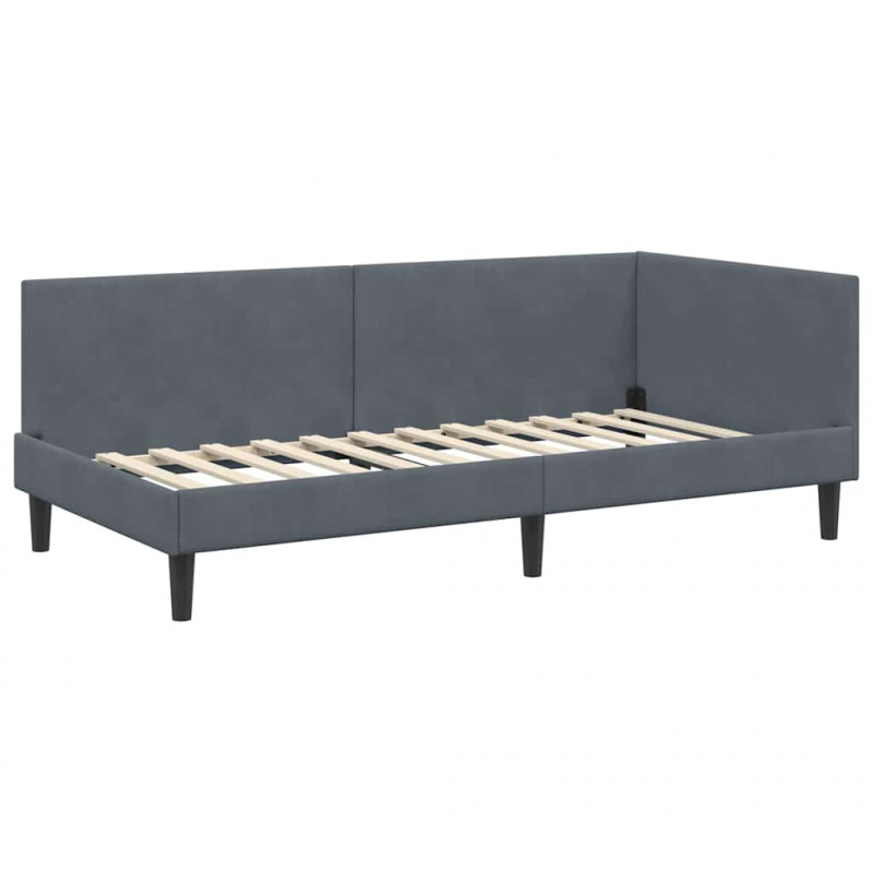 Rama łóżka narożnego Ciemnoszary 100 cm x 200 cm Aksamit
