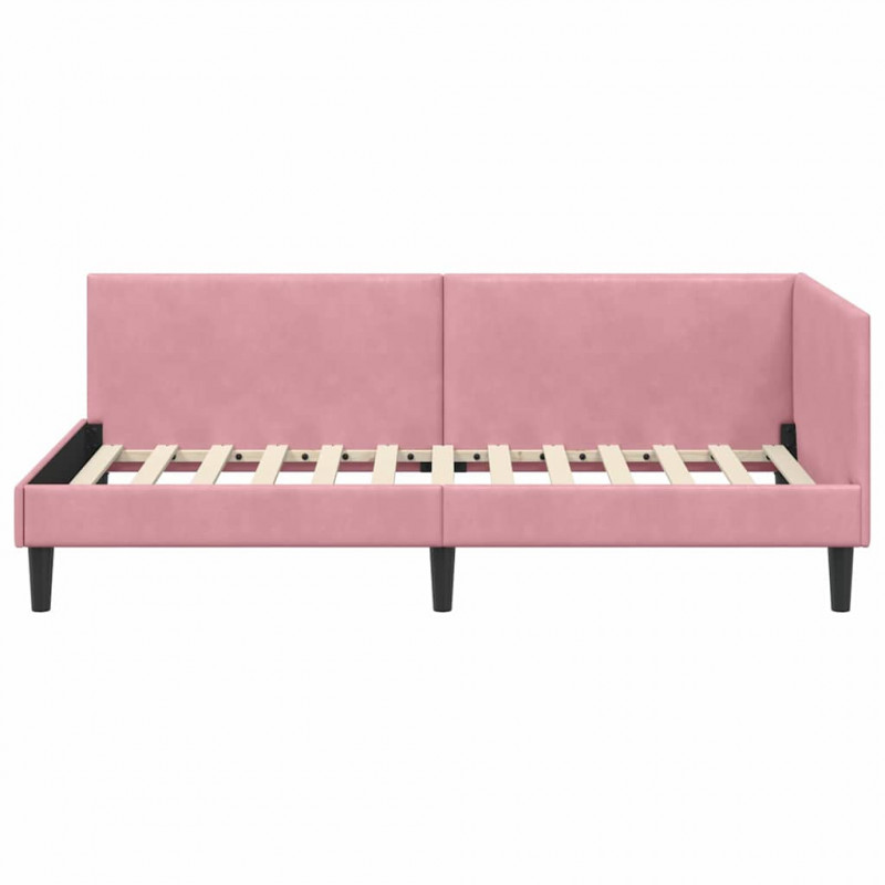 Rama łóżka narożnego Różowy 100 cm x 200 cm Aksamit