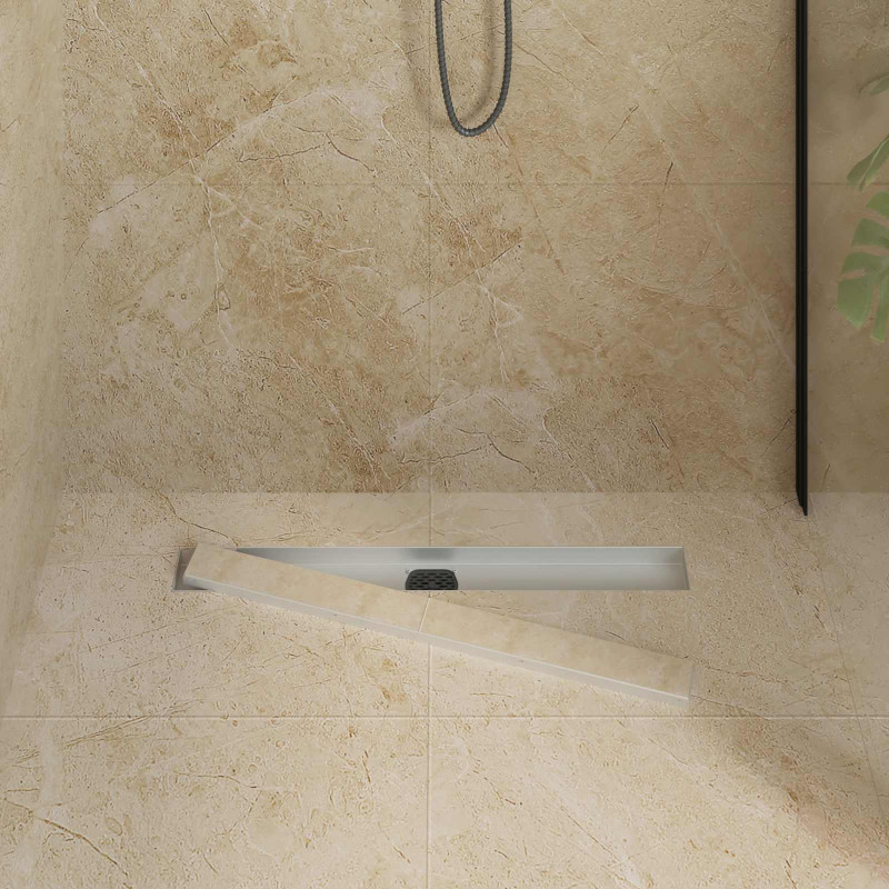 Odpływ prysznicowy 2 w 1 z syfonem 360° Srebrny 70 cm