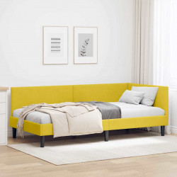 Rama łóżka narożnego Z zagłówkiem Żółty 100 cm x 200 cm Aksamit