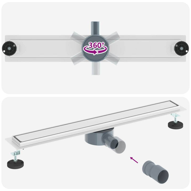 Odpływ prysznicowy 2 w 1 z syfonem 360° Srebrny 70 cm