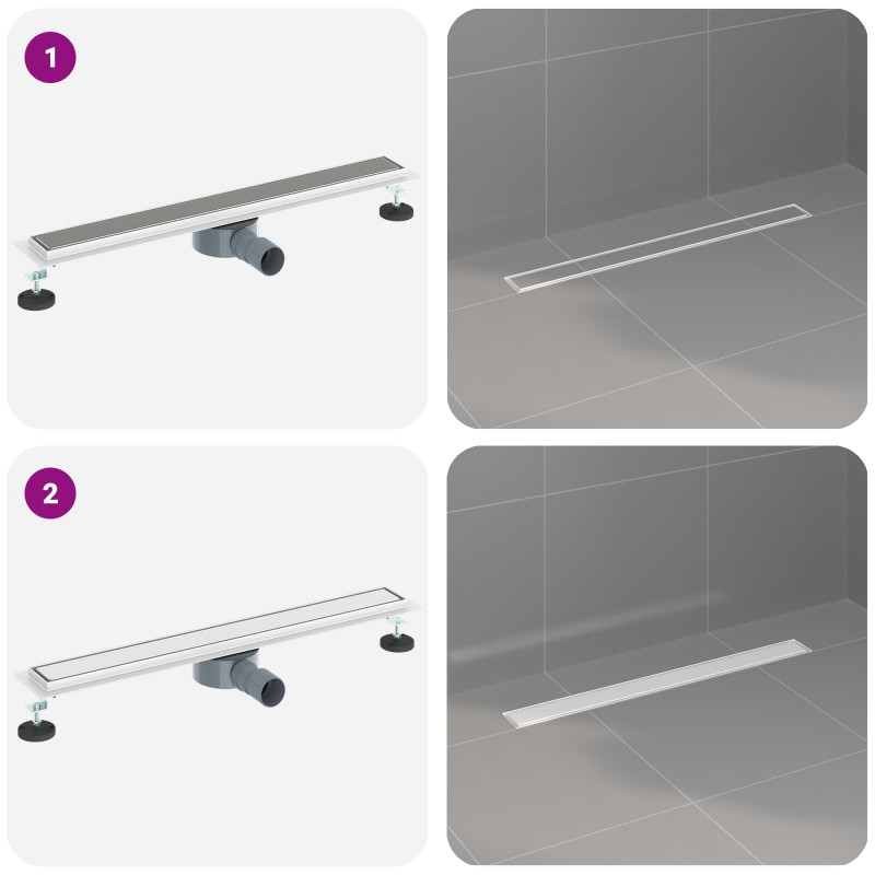 Odpływ prysznicowy 2 w 1 z syfonem 360° Srebrny 70 cm