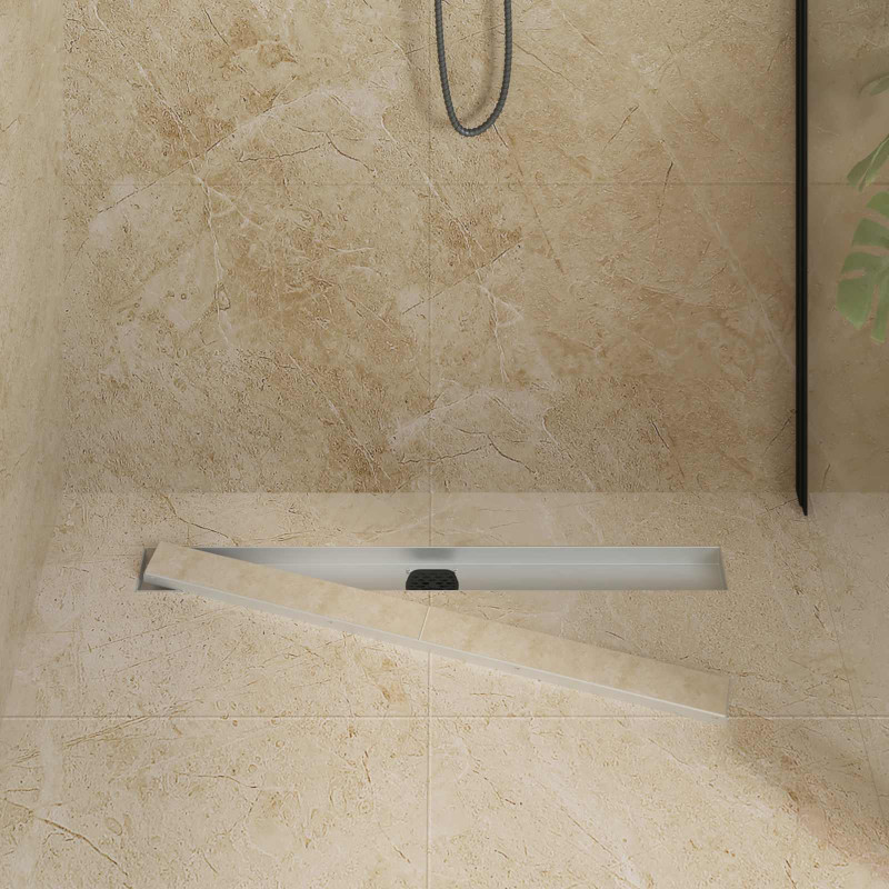 Odpływ prysznicowy 2 w 1 z syfonem 360° Srebrny 80 cm