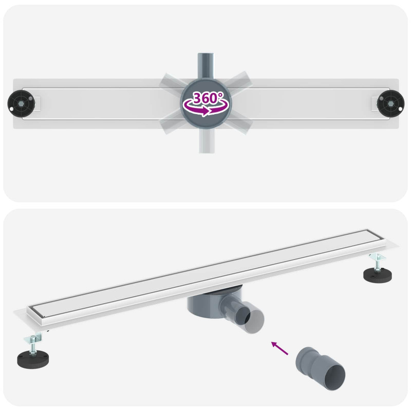 Odpływ prysznicowy 2 w 1 z syfonem 360° Srebrny 80 cm