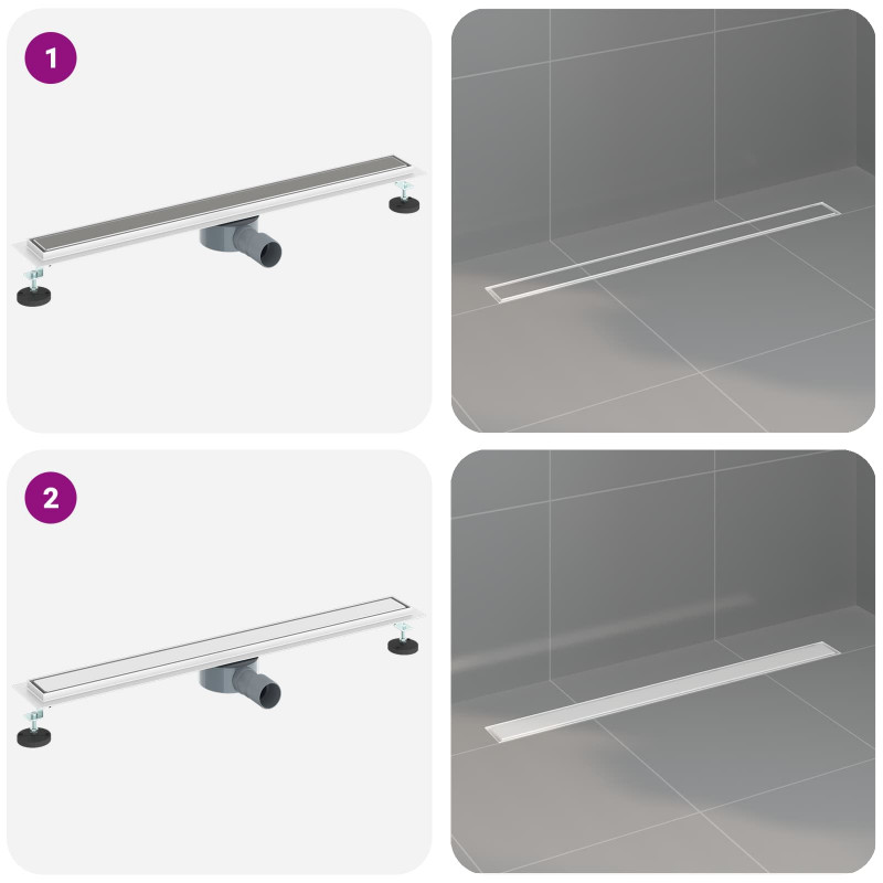 Odpływ prysznicowy 2 w 1 z syfonem 360° Srebrny 80 cm