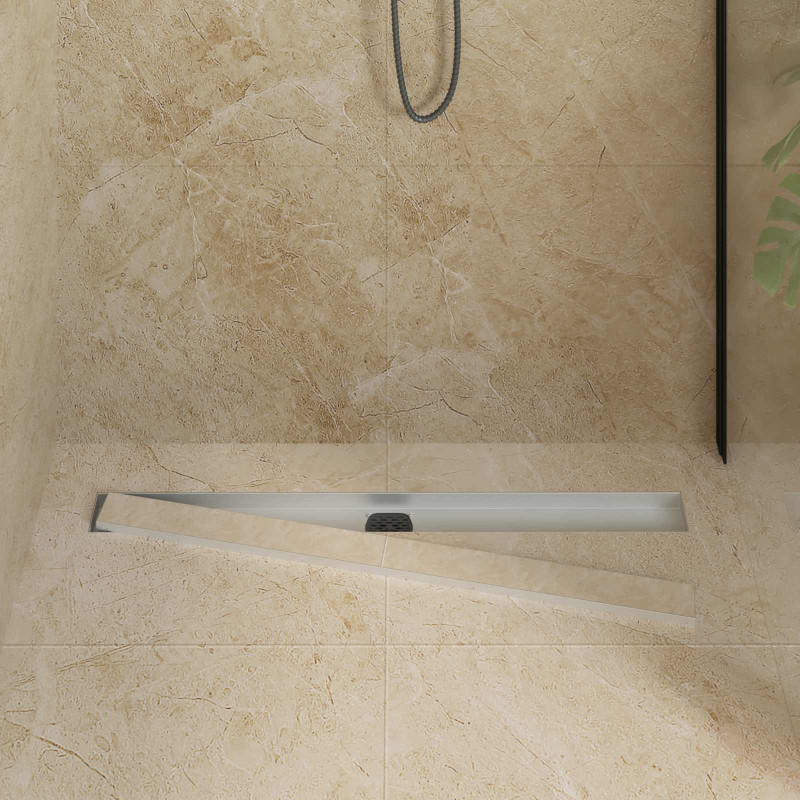 Odpływ prysznicowy 2 w 1 z syfonem 360° Srebrny 90 cm