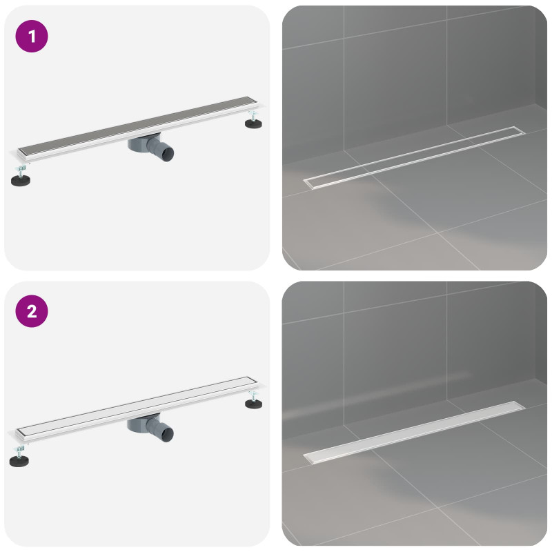 Odpływ prysznicowy 2 w 1 z syfonem 360° Srebrny 90 cm