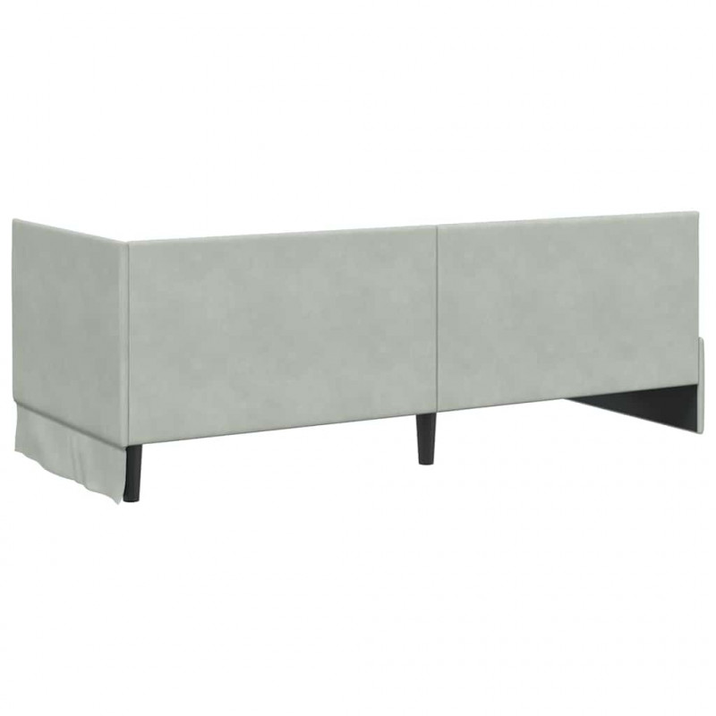 Rama łóżka narożnego Jasnoszary 80 cm x 200 cm Aksamit