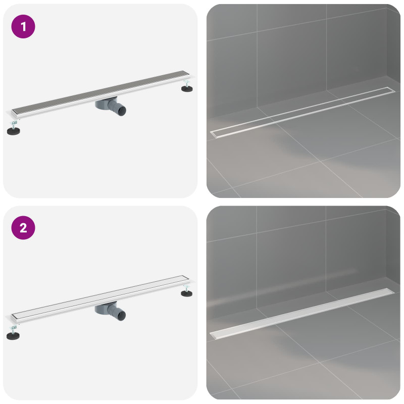 Odpływ prysznicowy 2 w 1 z syfonem 360° Srebrny 100 cm