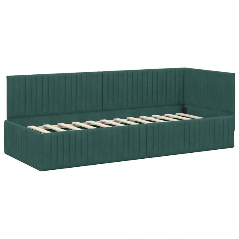 Rama łóżka narożnego Ciemna zieleń 80 cm x 200 cm Aksamit