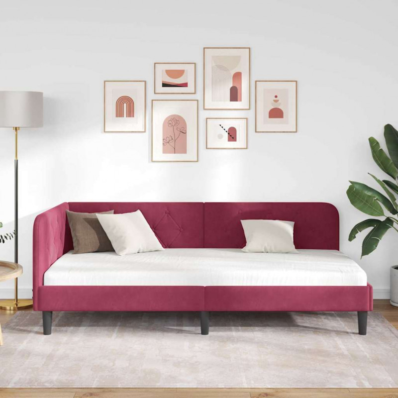 Rama łóżka narożnego Czerwone wino 90 x 200 cm Aksamit