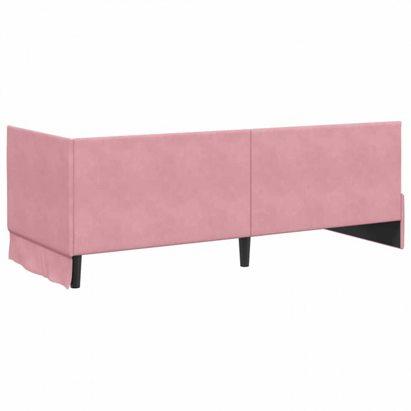 Rama łóżka narożnego Z zagłówkiem Różowy 80 cm x 200 cm Aksamit