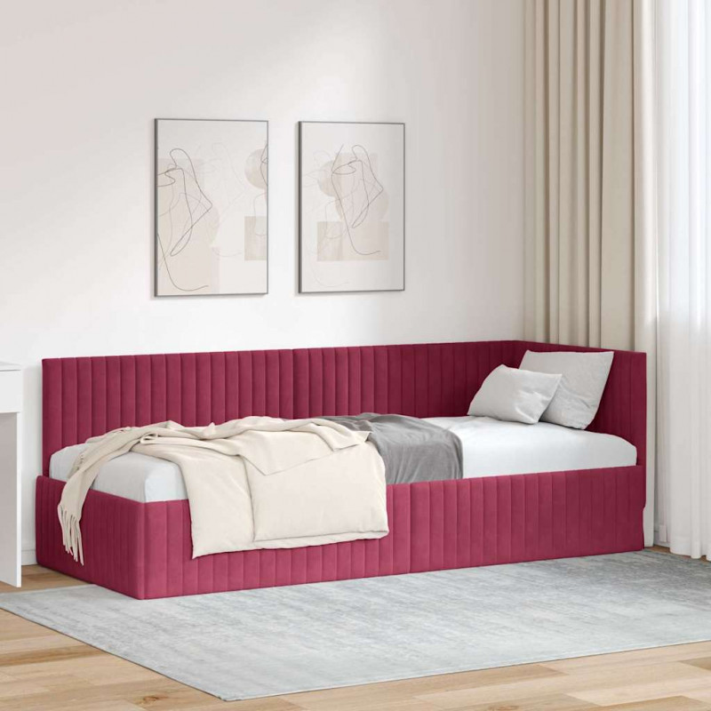 Rama łóżka narożnego Czerwone wino 80 cm x 200 cm Aksamit