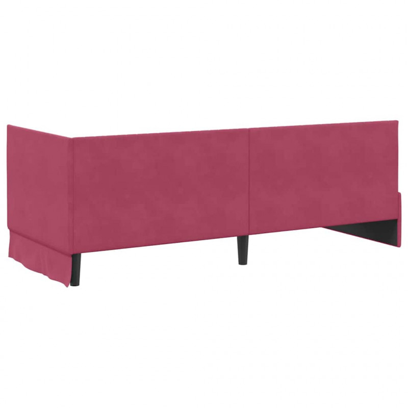 Rama łóżka narożnego Czerwone wino 80 cm x 200 cm Aksamit