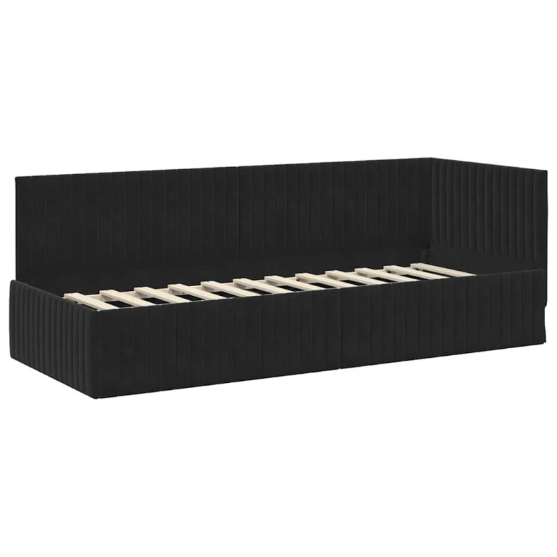 Rama łóżka narożnego Z zagłówkiem Czarny 80 cm x 200 cm Aksamit