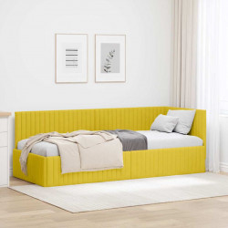 Rama łóżka narożnego Z zagłówkiem Żółty 80 cm x 200 cm Aksamit