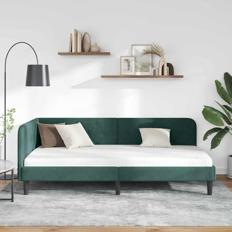 Rama łóżka narożnego Ciemna zieleń 100 x 200 cm Aksamit