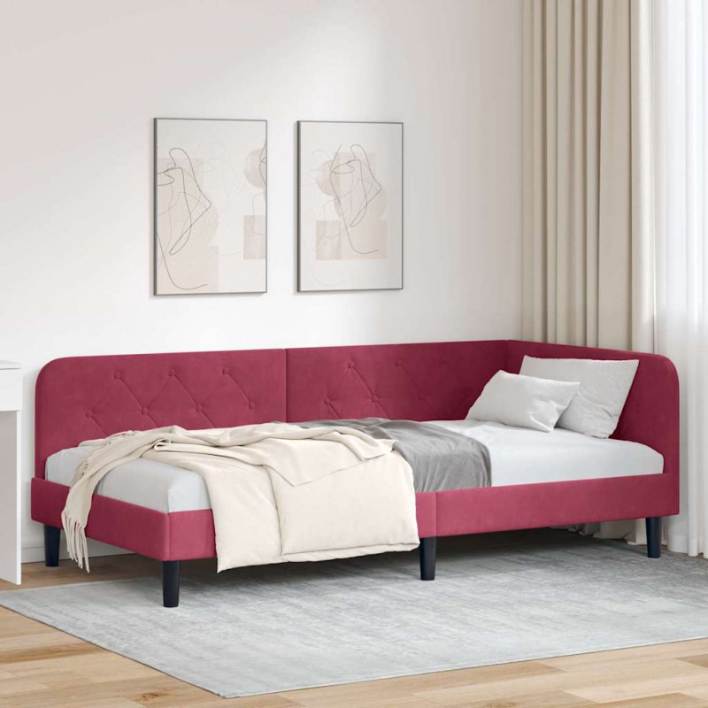 Rama łóżka narożnego Czerwone wino 100 x 200 cm Aksamit
