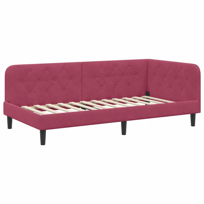 Rama łóżka narożnego Czerwone wino 100 x 200 cm Aksamit