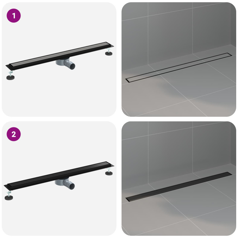 Odpływ prysznicowy 2 w 1 z syfonem 360° Czarny 90 cm