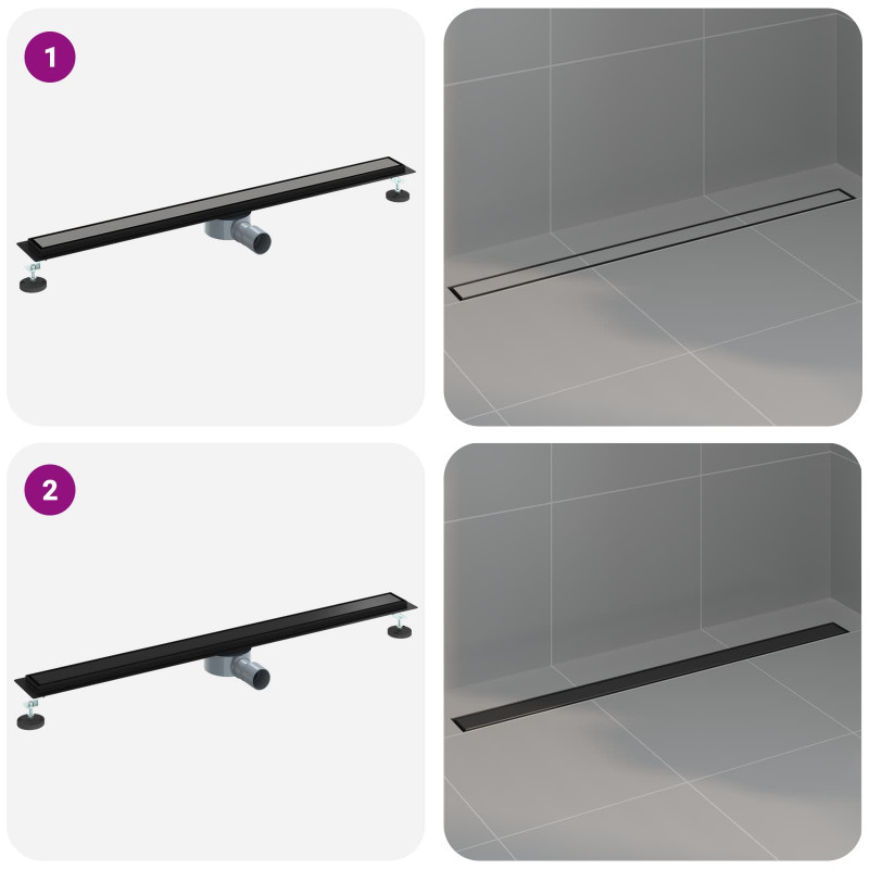 Odpływ prysznicowy 2 w 1 z syfonem 360° Czarny 100 cm