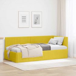 Rama łóżka narożnego Z zagłówkiem Żółty 90 cm x 190 cm Aksamit