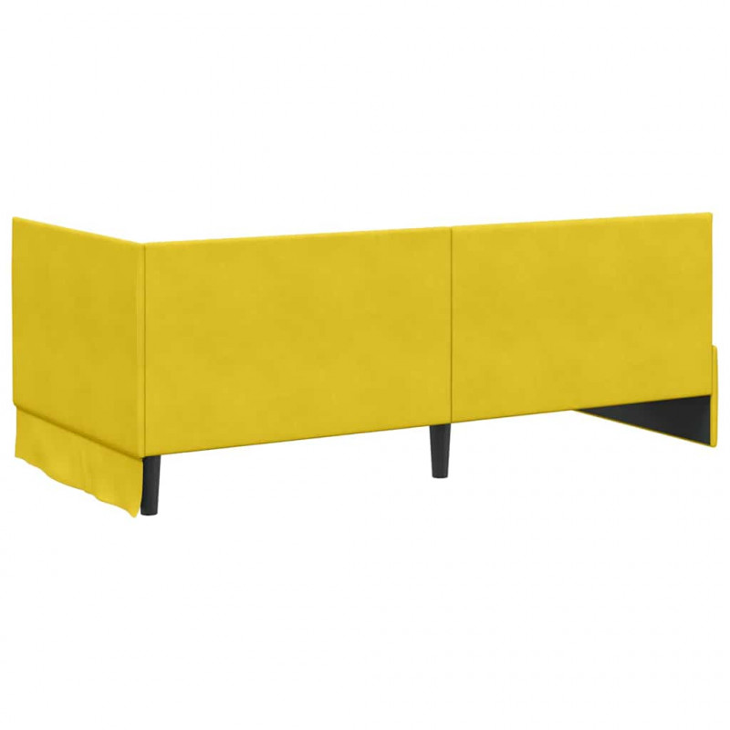 Rama łóżka narożnego Z zagłówkiem Żółty 90 cm x 190 cm Aksamit