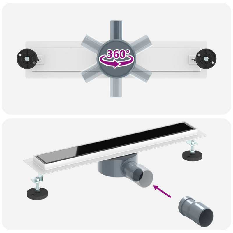 Odpływ prysznicowy z szklaną pokrywą i syfonem 360° 50 cm